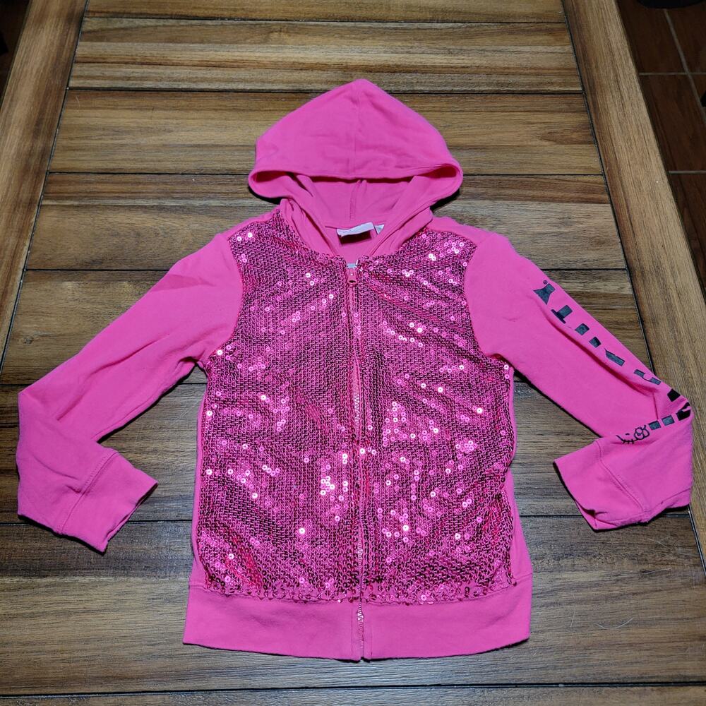 Hello Kitty Pink Sequin Lightweight Jacket / Tee - Size Medium (7-8)